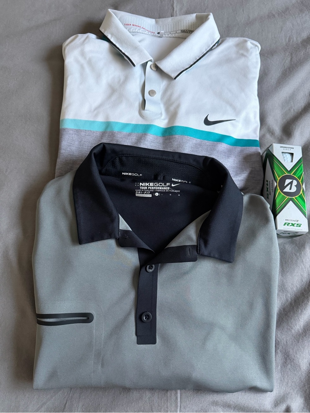 Lot Of 2 Nike Golf Tour Performance & Tiger Woods Dri-Fit Polos Mens Large
